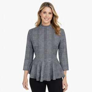 Lord & Taylor Peplum Top Size Medium NWOT Houndstooth